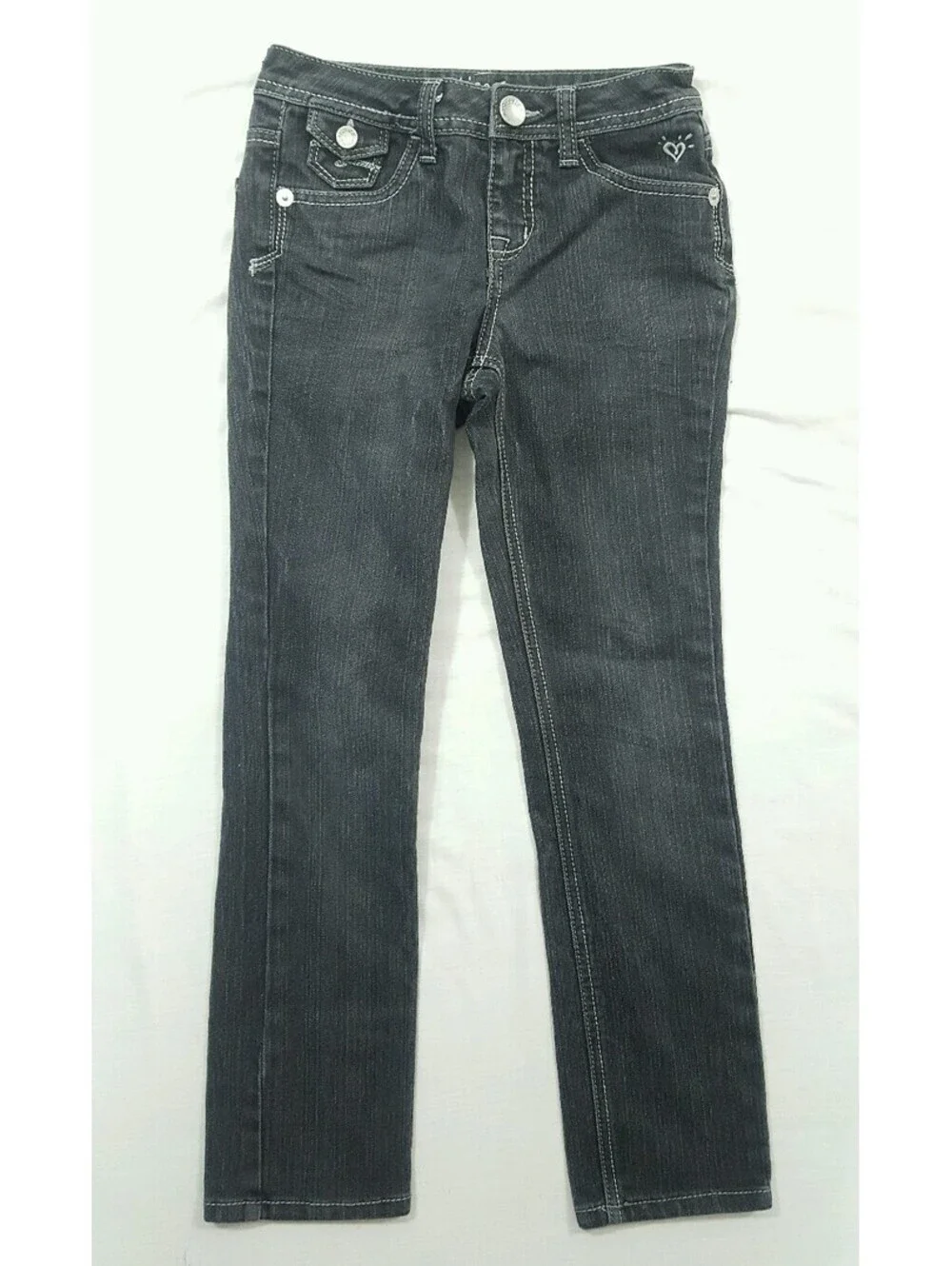 Justice Girls Black Dark Wash Slim Skinny Stretch Jeans Size 8